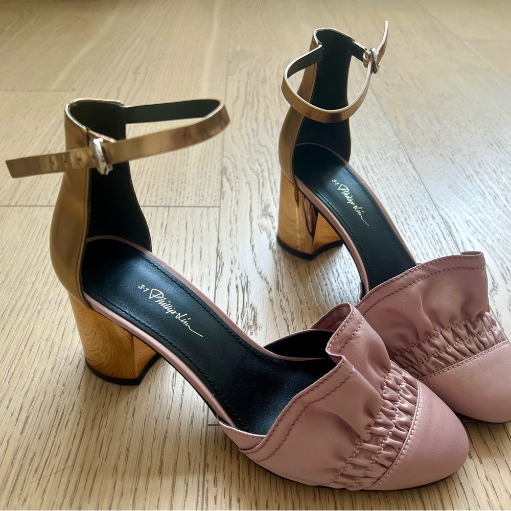 3.1 PHILLIP LIM Pink And Gold Ruffle Heels, EU37